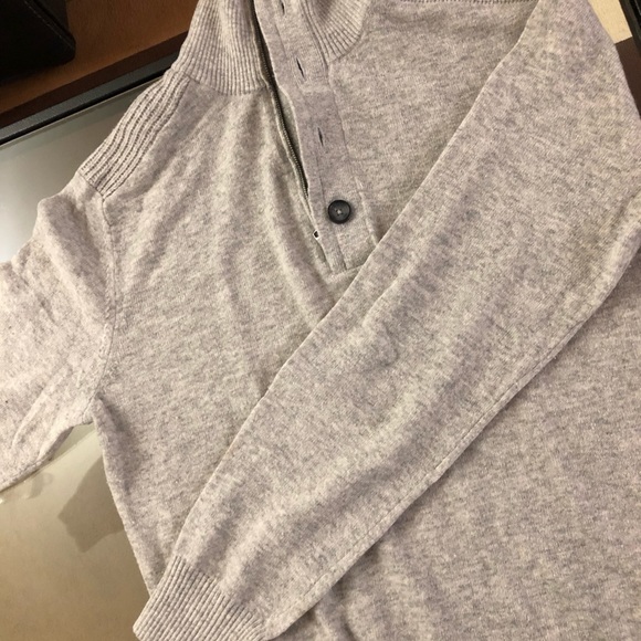 Banana Republic Mens M Italian Yarn Merino Wool Blend Sweater Gray Mock Neck - Picture 4 of 4